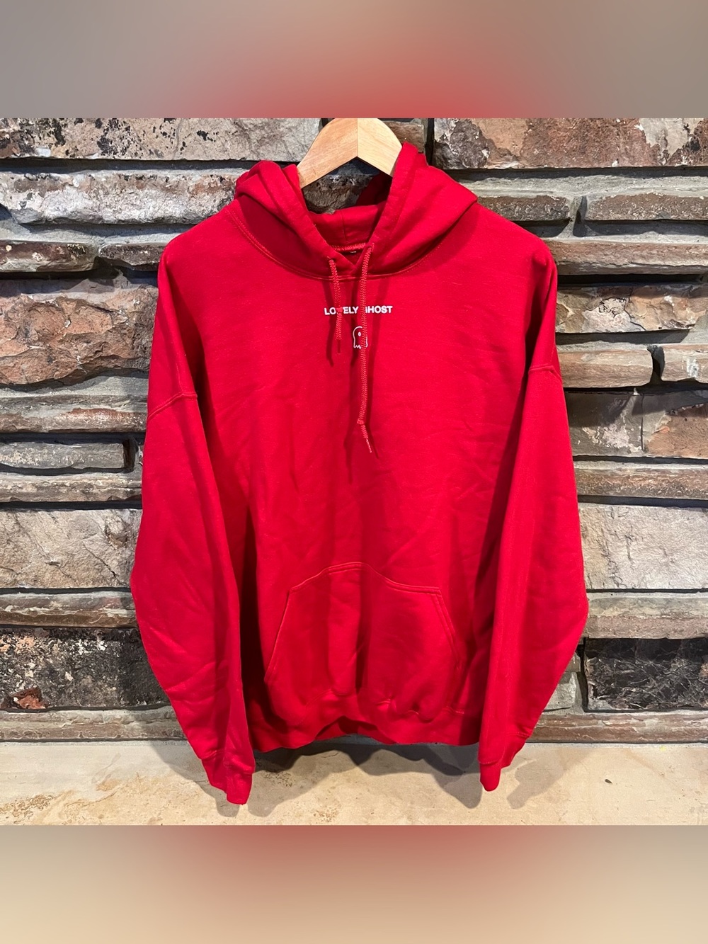Lonely Ghost Red Text Me When You Get Home Pullover Fleece Hoodie